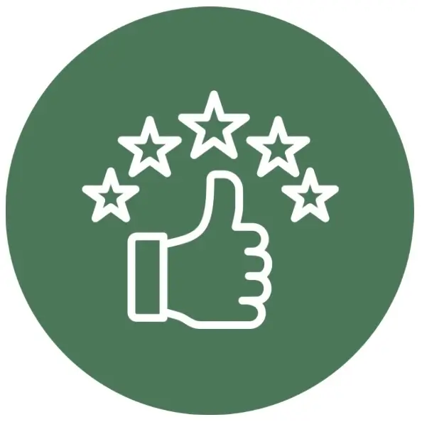 un dibujo grafico de una mano levantado el pulgar rodeada de 5 estrellas