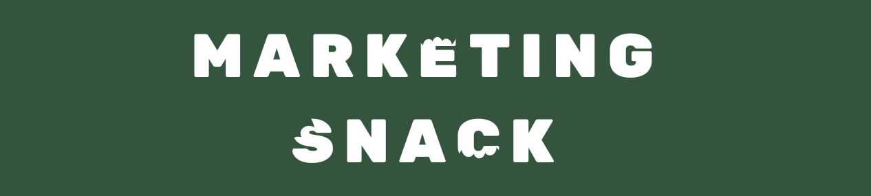 Marketing Snack Logo con letras mordidas en color blanco y fondo verde oscuro